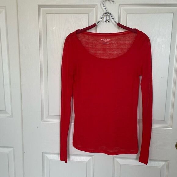 Pure & Good Anthropologie Sheer Burnout Lightweight Long Sleeve Layering Tee, S - Picture 9 of 12